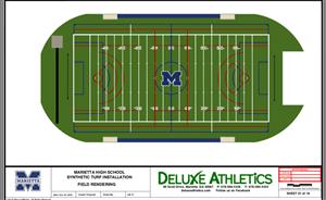 Rendering of New Synthetic Turf Field and Layout for Marietta High School 